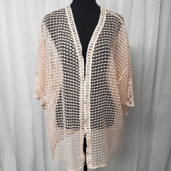 Elegant Cream Open-Knit Women's Jacket - Picture 1 of 13